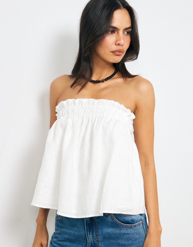 AERE - Alana Linen Strapless Top