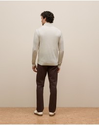 Trenery - Merino Half Zip in Stone
