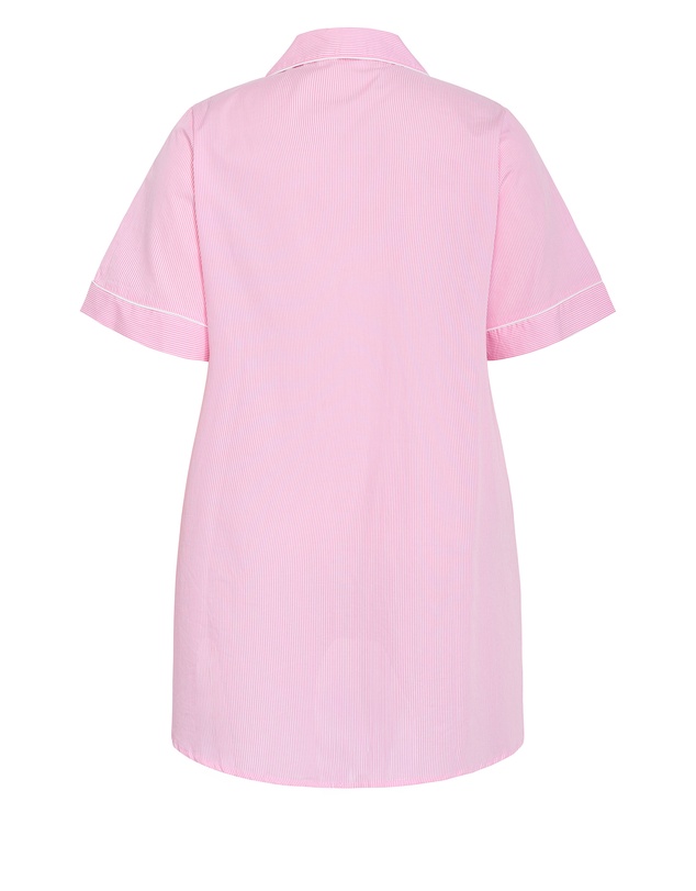 City Chic - Plus size Zoie Oversized Stripe Sleep Shirt - pink