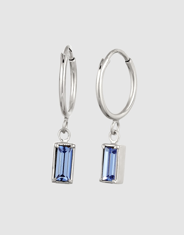 Elli Jewelry - Crystal Rectangle Hoop Earrings in 925 Silver