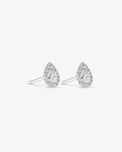 Michael Hill - 0.45 Carat TW Pear Diamond Halo Stud Earrings in 10kt White Gold