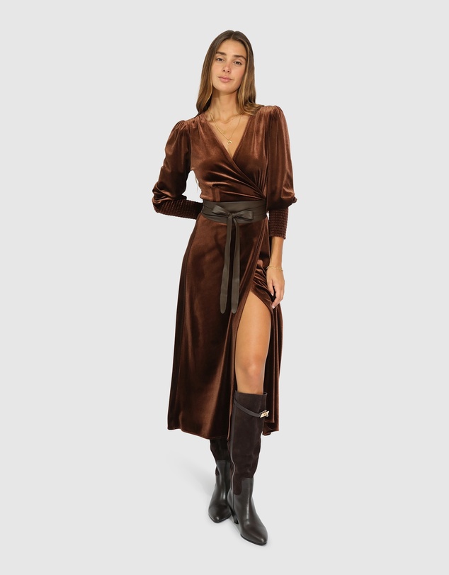 Belle & Bloom - Current Mood Velvet Wrap Dress