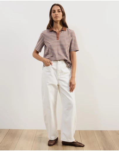 Atmos&Here - Lyra Short Sleeve Stripe Polo