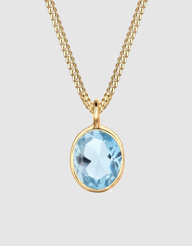 Elli Jewelry - Topaz Pendant Necklace in Gold-Plated 925 Silver