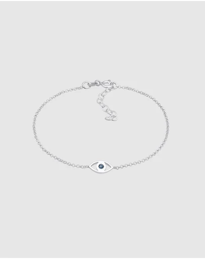 Elli Jewelry - Blue Crystal Evil Eye Bracelet in 925 Silver
