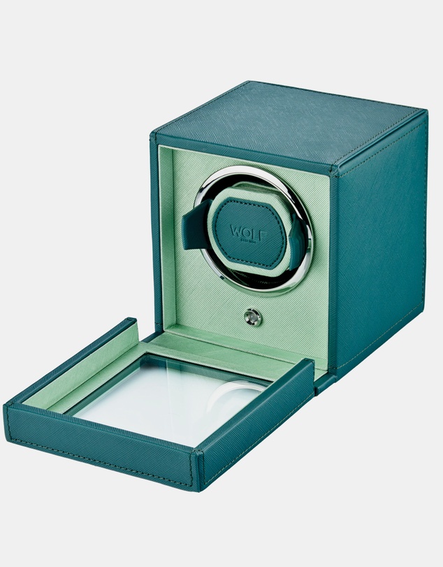 Wolf - WOLF Cub Seltzer Single Watch Winder with Cover Teal/Mint