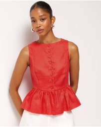 AERE - Kaia Linen Button Front Top