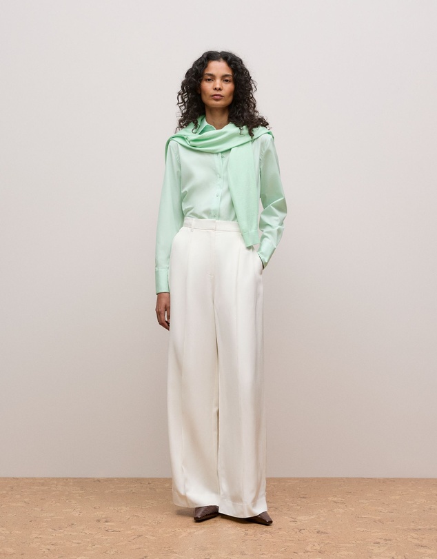 Trenery - Cotton Poplin Long Sleeve Shirt in Peppermint