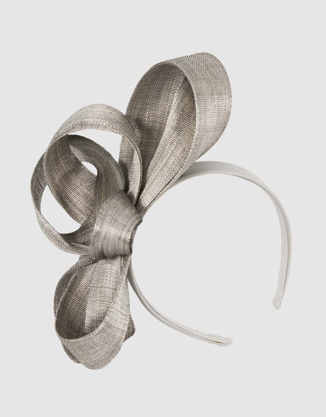 Fillies Collection - Silver Abaca Loops Racing Fascinator