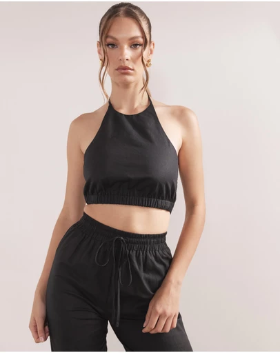 Dazie - Lovers Rock Linen Blend Halter Top