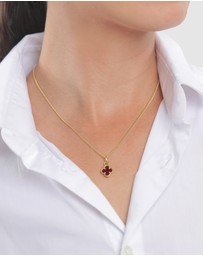 Elli Jewelry - Necklace Cloverleaf Pendant Enamel 925 Sterling Silver Gold-Plated