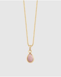 Von Treskow - Fine Ball Chain Necklace with Pear Pink Opal