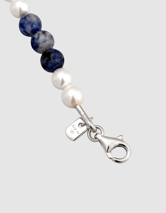 Kuzzoi - ICONIC EXCLUSIVE - Agate and Shell Pearl Bead Bracelet in 925 Sterling Silver