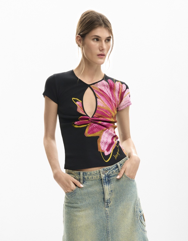 Desigual - T-shirt with floral opening
