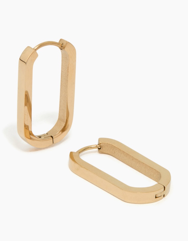 Lovisa - Waterproof Gold Plated Stainless Steel Oblong Hoop Earrings