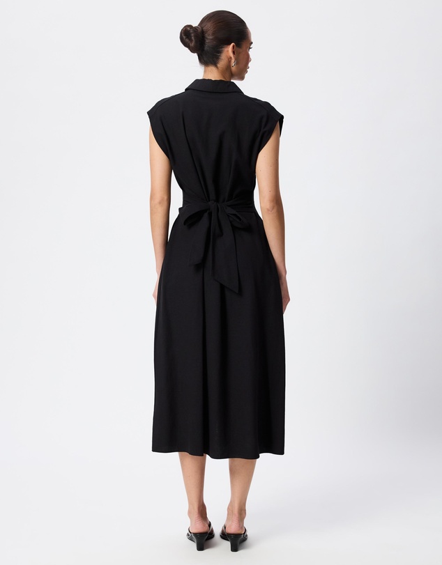 Tussah - Joanna Linen Blend Tie Front Midi Shirt Dress