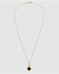 Elli Jewelry - Necklace Cloverleaf Enamel Green 925 Sterling Silver Gold Plated