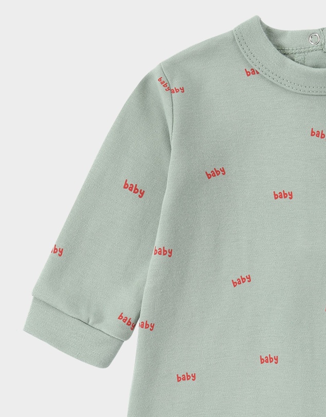 Susukoshi - Relaxed Fit Romper - Typo Baby. Sage