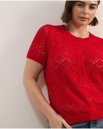 Atmos&Here Curvy - Hani Short Sleeve Open Knit Cardigan