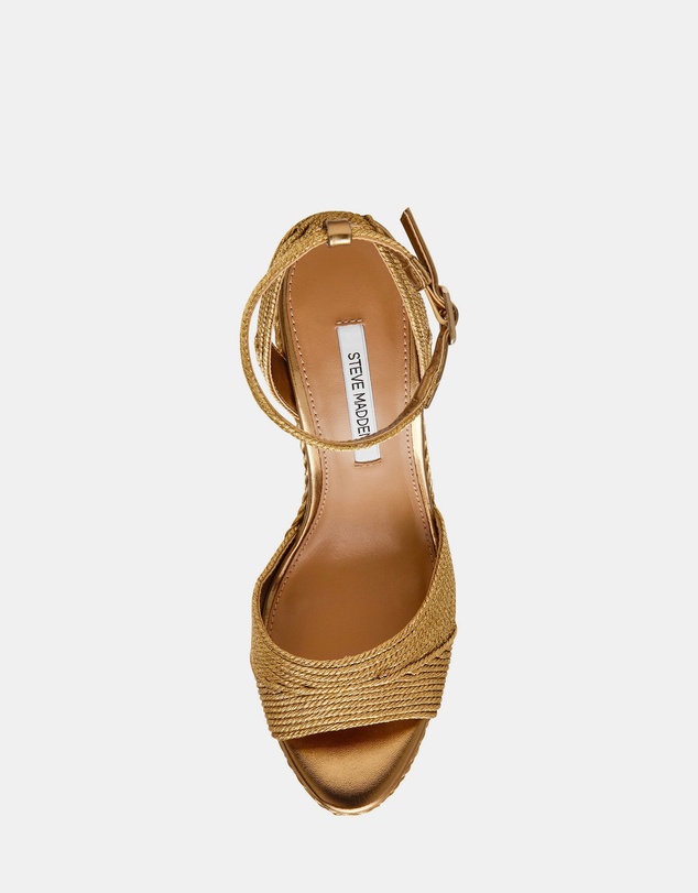 Steve Madden - Devin bronze raffia espadrille wedge sandal