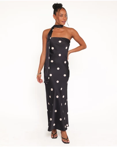 Petal & Pup - Jutta Strapless Maxi Dress - Black Polka Dot