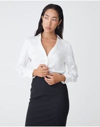 Forcast - Lila V-neck Satin Blouse