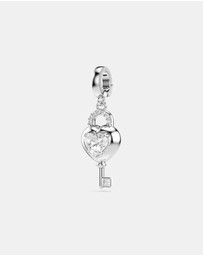 Swarovski - Idyllia Charm, Mixed Cuts, Heart With Key, White, Rhodium Plated