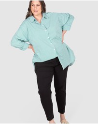 Love Your Wardrobe - Leah Stripe Curved Hem Over Shirt