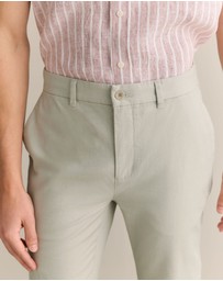 Trenery - Regular Fit Yarn Dyed Cotton Dobby Chino in Light Grey