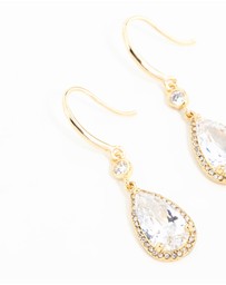 Lovisa - Gold Plated Pear Cut Cubic Zirconia Drop Earrings