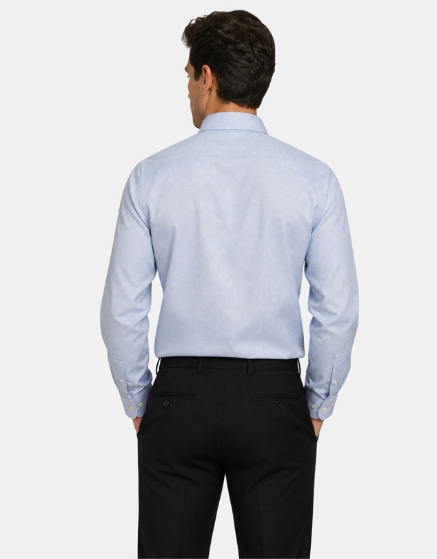 Henry Bucks - HENRY SARTORIAL Wrinkle Free Cotton Shirt BLUE