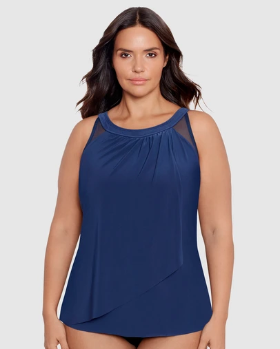 Miraclesuit Swimwear  - Illusionists Ursula High Neck Underwired Plus Size Tankini Top