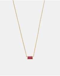 Kirstin Ash - Baguette Birthstone Necklace July Ruby