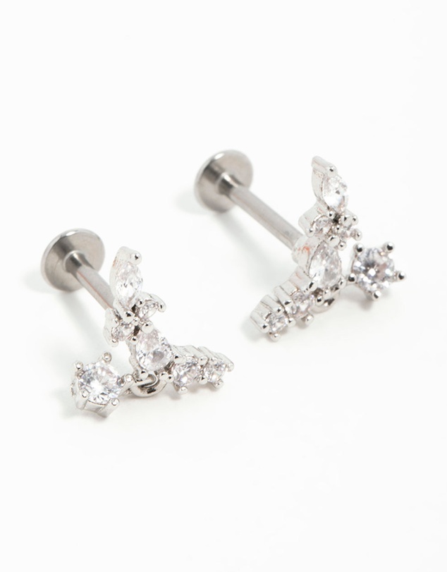 Lovisa - Surgical Steel Cubic Zirconia Marquise Flat Back Earrings