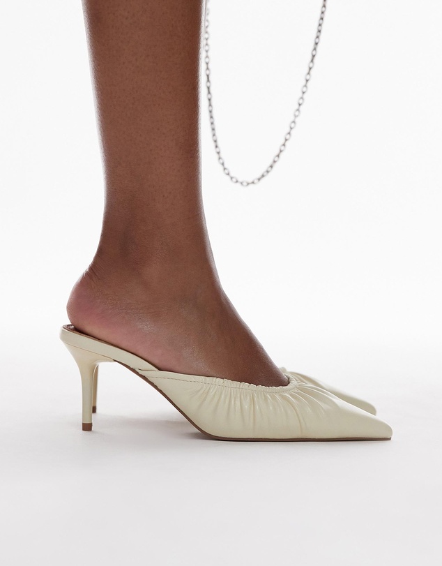TOPSHOP - Dill Ruched Slip On Mid Heeled Shoes