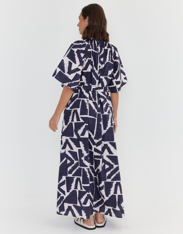 ALEXANDRA - Kitto Dress Navy Geo Print