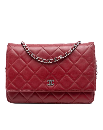 Pre-Loved by Azura Reborn - Pre-Loved CC Quilted Lambskin Wallet on Chain