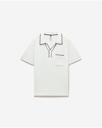 Calibre - Tipped Edge Open Neck Polo Ivory