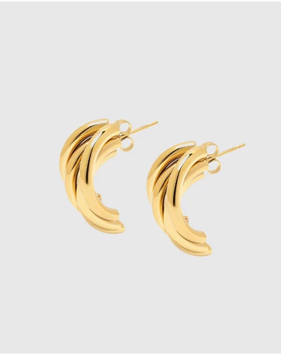 Nialaya Jewellery - Bold Layered Hoops in Gold
