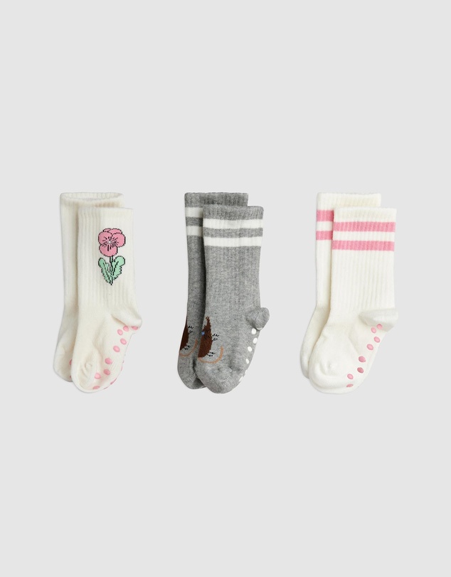 Mini Rodini - Elephant Shrew 3-Pack Anti-Slip Socks