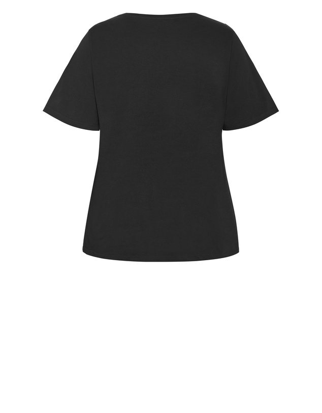 City Chic - Plus size Curved Hem Red Nightfall Tee - black