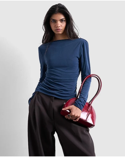 TOPSHOP - Cupro LS Cowl Back Top