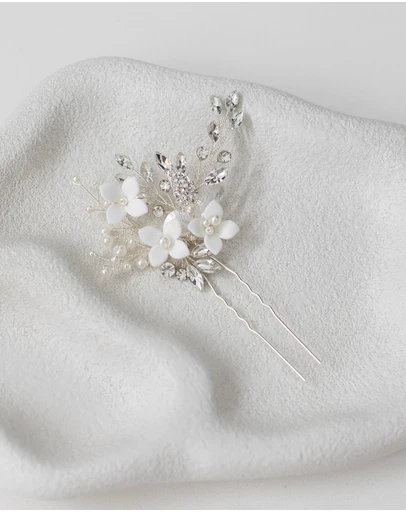 The White Collection - Lana - Crystal Silver Pearl Bridal Hair Pins