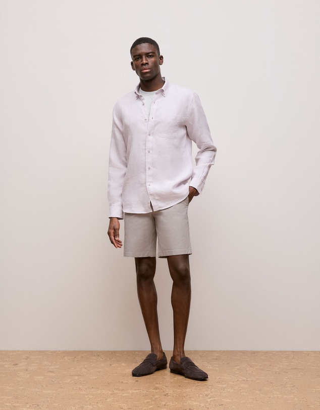Trenery - Regular Fit Linen End On End Shirt in Orchid