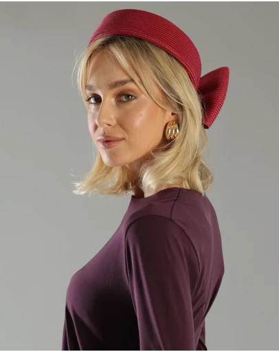 Morgan & Taylor - Tara Racewear Pillbox Hat in Burgundy Red