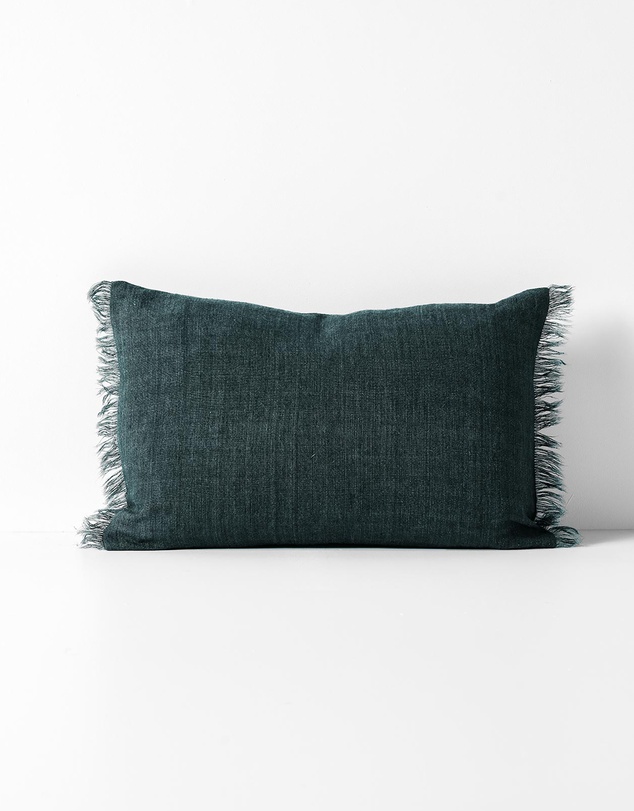 Aura Home - Vintage Linen Fringe Rectangle Cushion