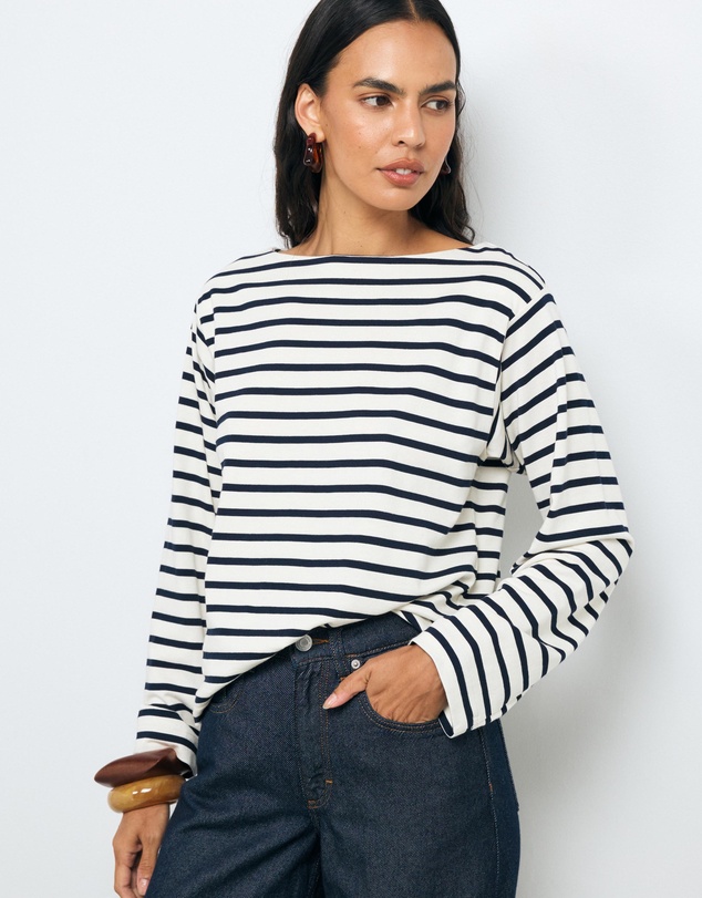AERE - Boat Neck Stripe T-Shirt