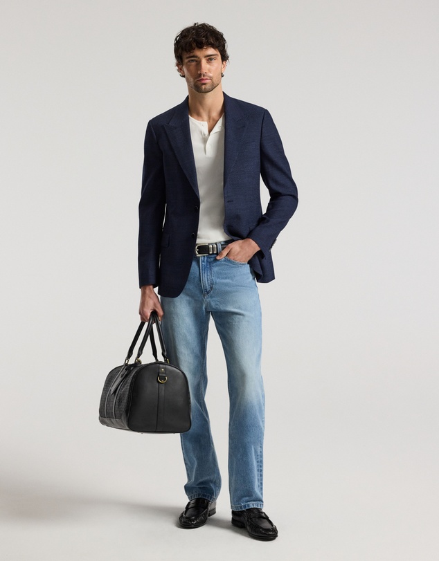 Calibre - Tailored Wool Herringbone Blazer Denim Blue
