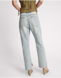 ONE TEASPOON - Fleetwood Zipped Hooligans Mid Waist Relaxed Cropped Jeans