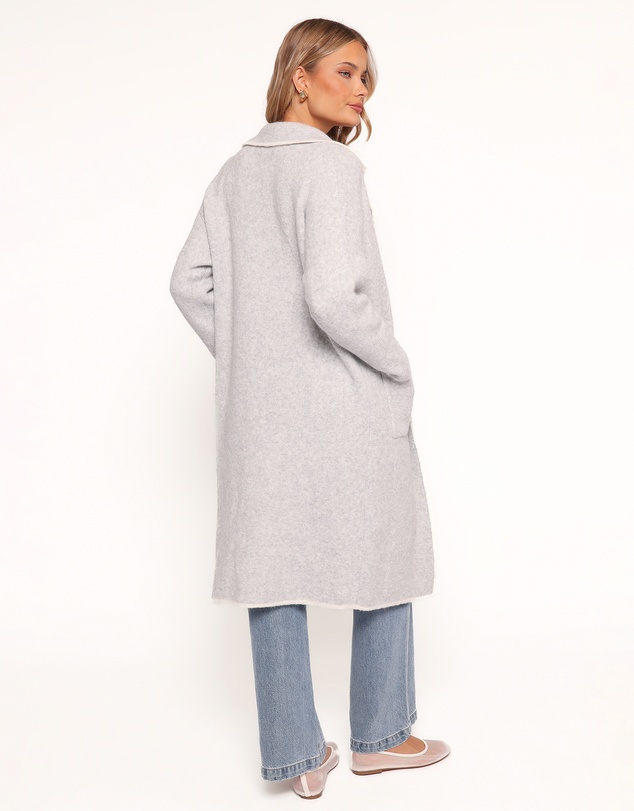 Petal & Pup - Katia Contrast Trim Coatigan - Light Grey